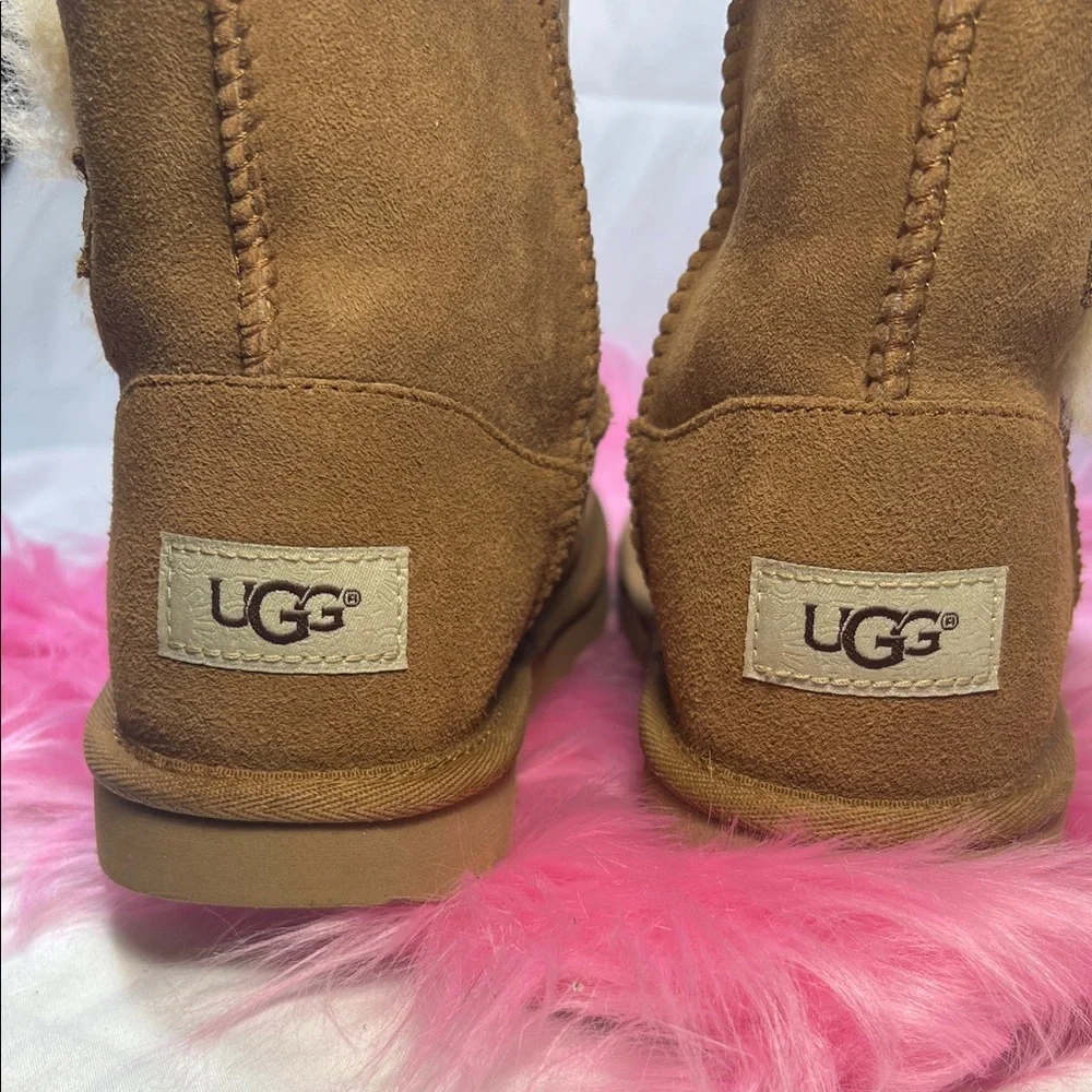UGG Tan Shearling Buttoned Boots